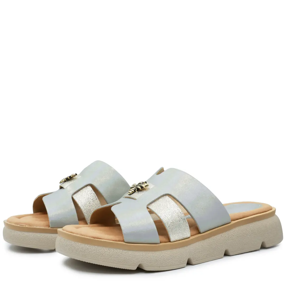 Sandale dama confort, Glemis, piele naturala - Cod: f-4.96, Culoare: Gri Sidef, Numar: 40