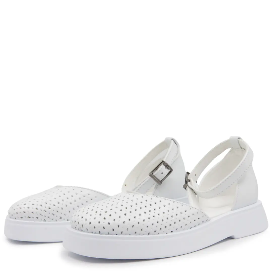 Sandale dama casual, Glemis, piele naturala - Model: f-3.28, Culoare: Alb Box, Talpa: Alb, Numar: 36