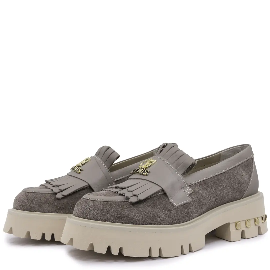 Mocasini dama, Glemis, piele naturala - Cod: f-4.60, Culoare: Nisip Velur+box, Talpa: Bej, Numar: 40