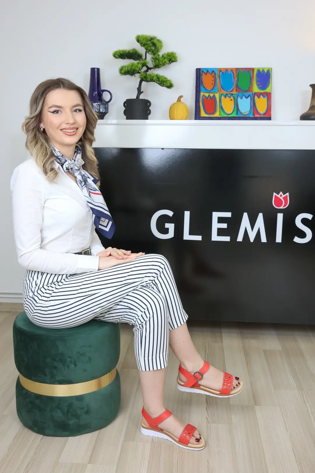 Sandale dama, Glemis, piele naturala - Cod: f-4.64, Culoare: Portocaliu, Talpa: Maro Deschis, Numar: 40