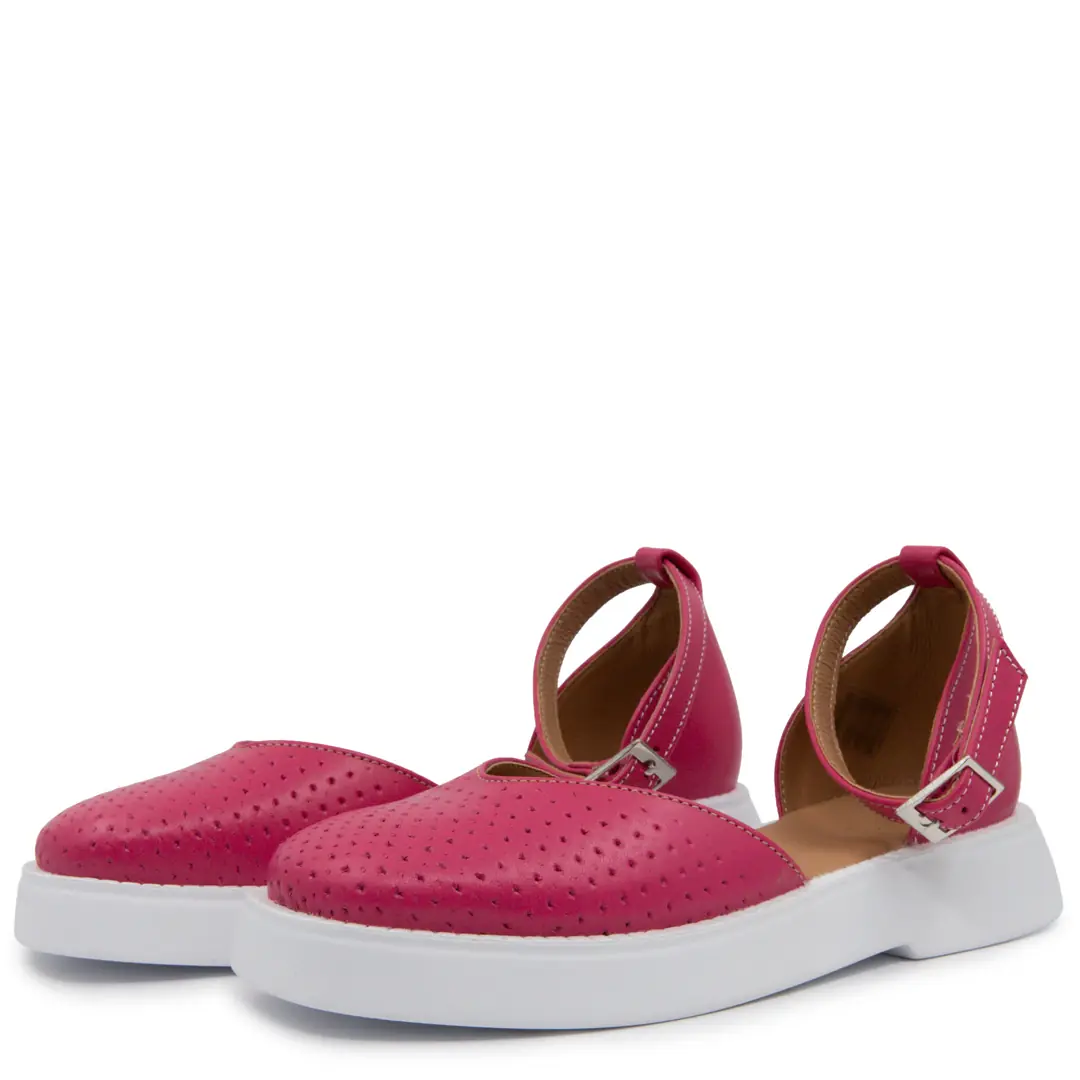 Sandale dama casual, Glemis, piele naturala - Model: f-3.28, Culoare: Magenta, Talpa: Alb, Numar: 36