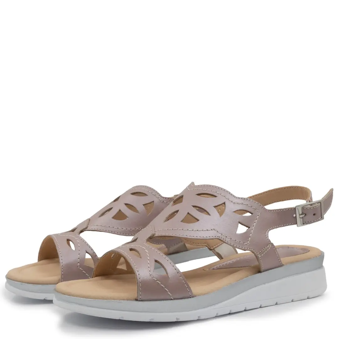 Sandale dama confort, Glemis, piele naturala - Cod: f-4.80, Culoare: Taupe Sidef, Talpa: Gri, Numar: 40