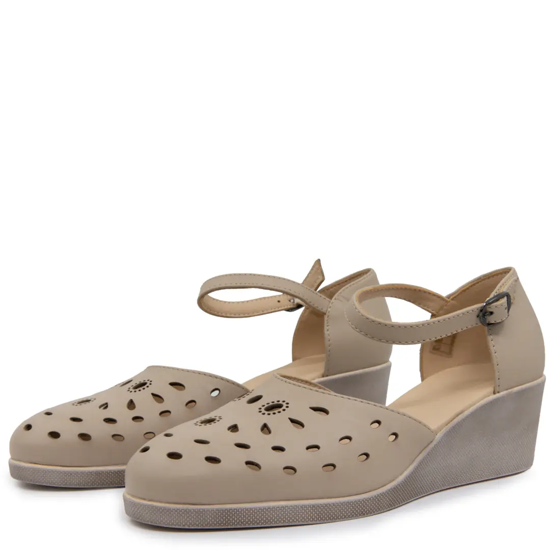 Sandale dama casual, Glemis, piele naturala - Model: f-3.29, Culoare: Bej Box, Talpa: Alb, Numar: 37