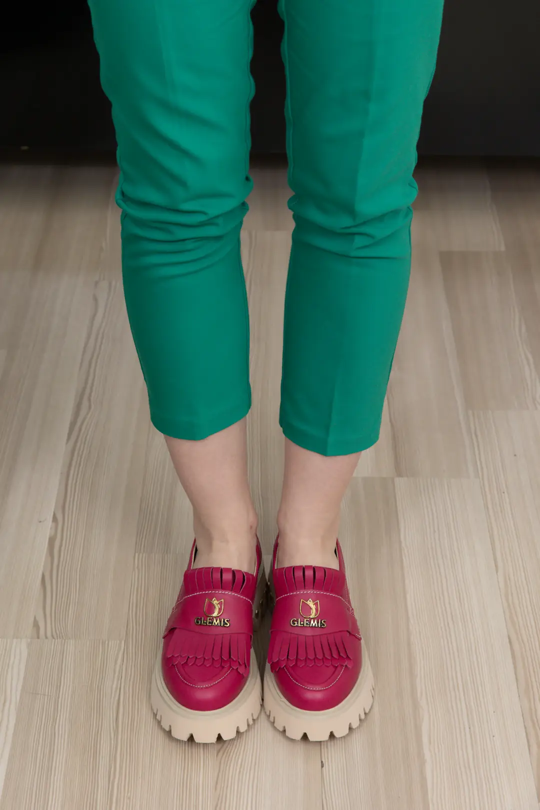 Mocasini dama, Glemis, piele naturala - Cod: f-4.60, Culoare: Magenta, Talpa: Bej, Numar: 40