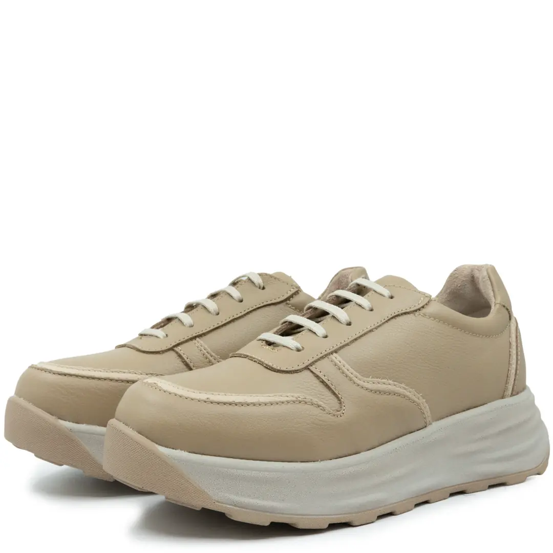 Pantofi casual dama, Glemis, piele naturala - Cod: f-3.27, Culoare: Bej Bizon, Numar: 37