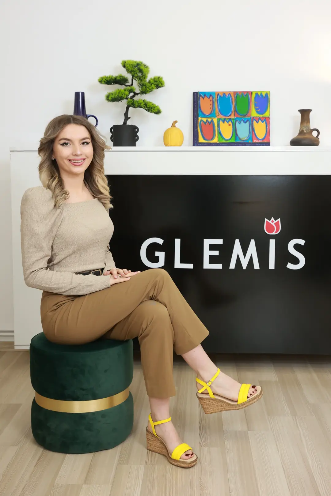 Sandale dama, Glemis, piele naturala - Cod: f-6.8, Culoare: Galben, Numar: 38