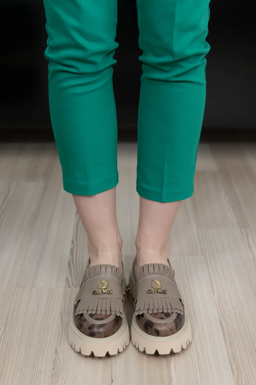 Mocasini dama, Glemis, piele naturala - Cod: f-4.60, Culoare: Leopard Maro, Talpa: Bej, Numar: 40