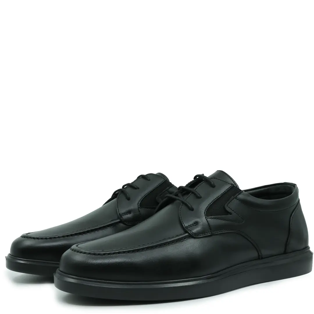 Pantofi casual barbati, Glemis, piele naturala - Cod: f-4.73, Culoare: Negru Box, Talpa: Negru, Numar: 40