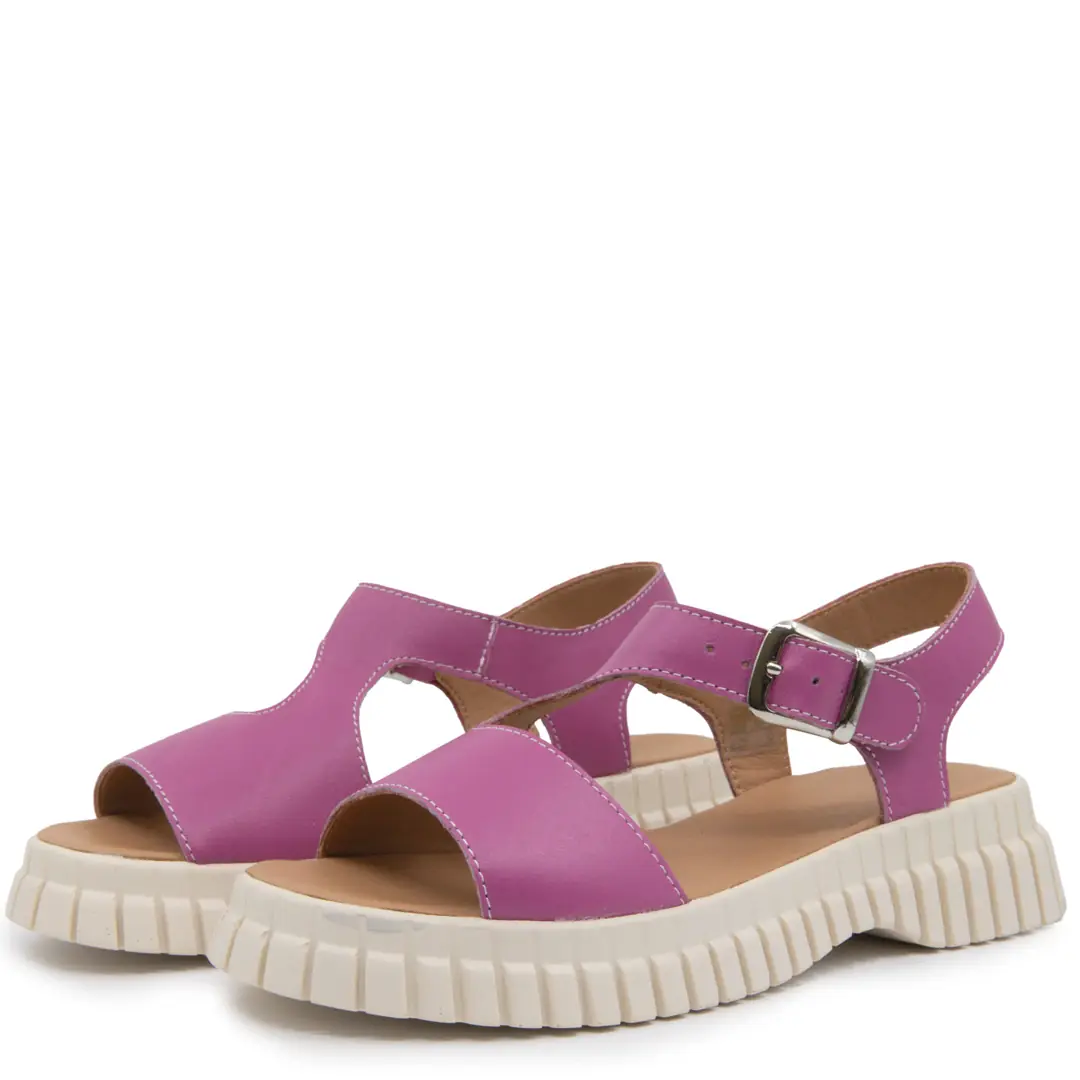 Sandale dama casual, Glemis, piele naturala - Model: f-3.30, Culoare: Mov Box, Talpa: Bej, Numar: 36