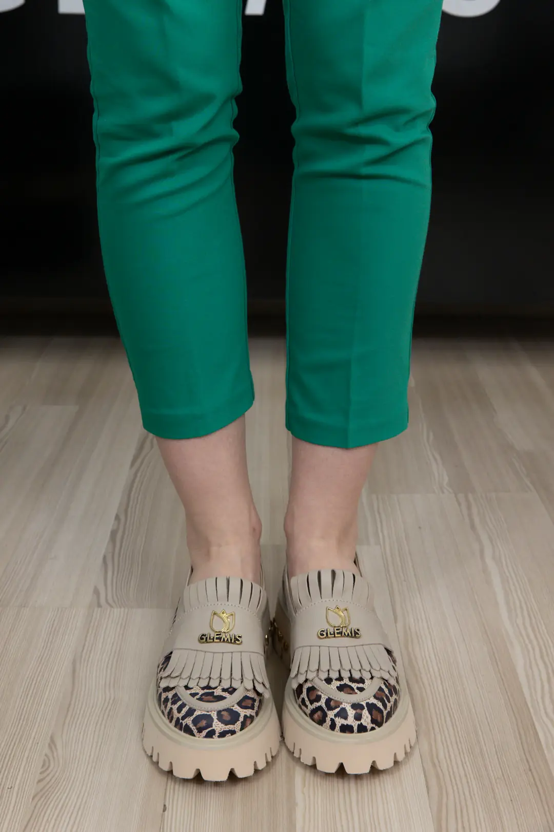 Mocasini dama, Glemis, piele naturala - Cod: f-4.60, Culoare: Leopard Bej, Talpa: Bej, Numar: 40