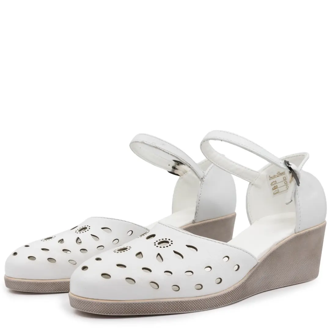 Sandale dama casual, Glemis, piele naturala - Model: f-3.29, Culoare: Alb Box, Talpa: Alb, Numar: 37