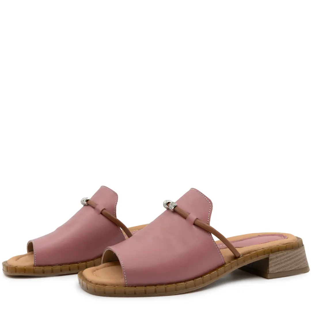 Sandale dama, Glemis, piele naturala - Cod: f-4.93, Culoare: Roz Box, Talpa: Maro, Numar: 40