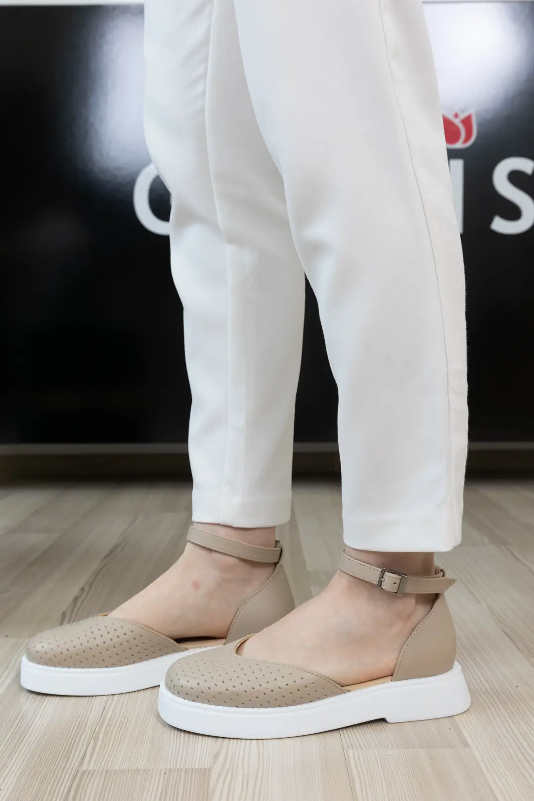 Sandale dama casual, Glemis, piele naturala - Model: f-3.28, Culoare: Taupe Box, Talpa: Alb, Numar: 38