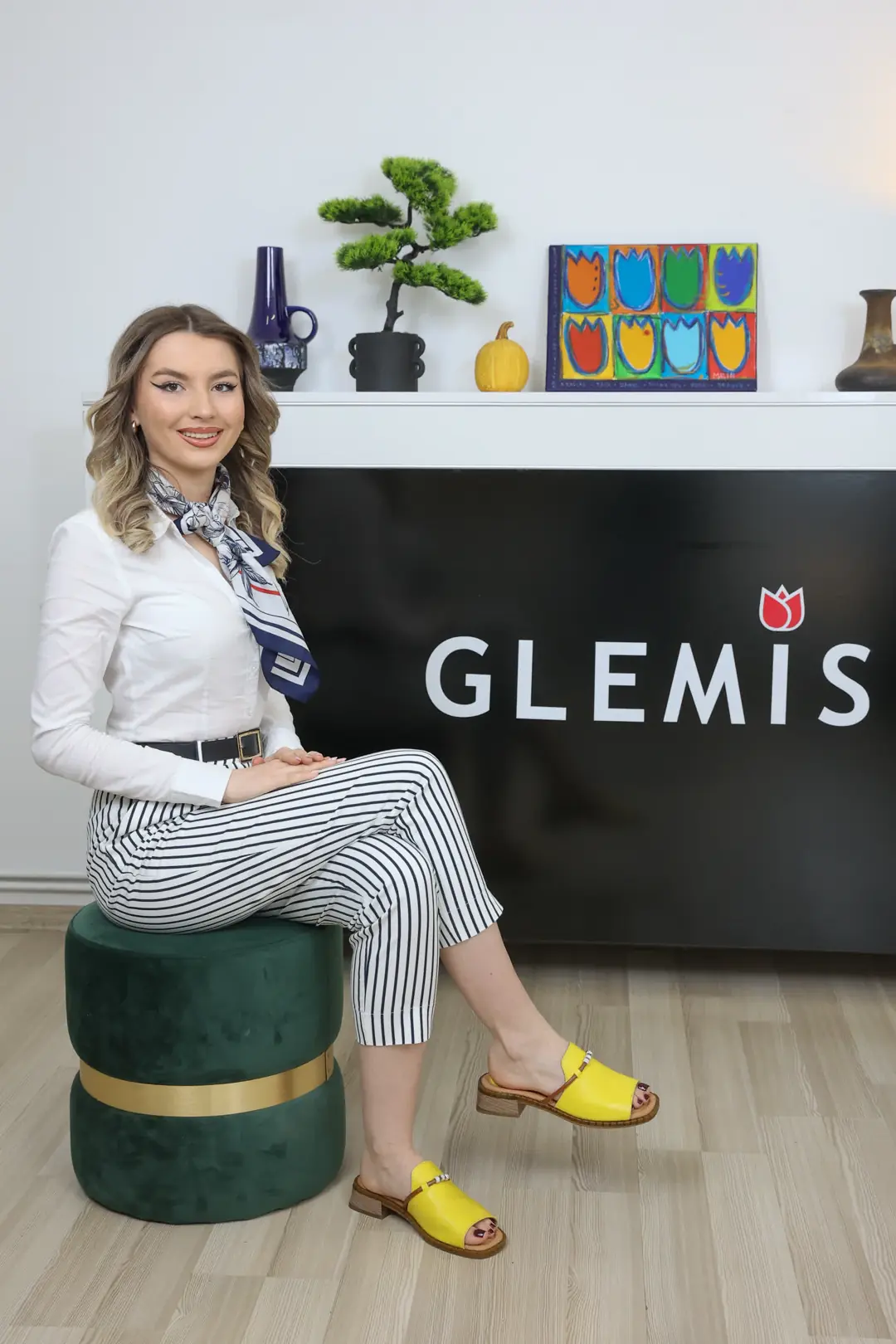 Sandale dama, Glemis, piele naturala - Cod: f-4.93, Culoare: Galben, Talpa: Maro, Numar: 40