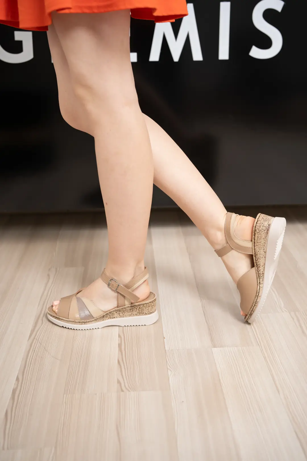 Sandale dama confort, Glemis, piele naturala - Cod: f-4.99, Culoare: Bej, Talpa: Bej, Numar: 39