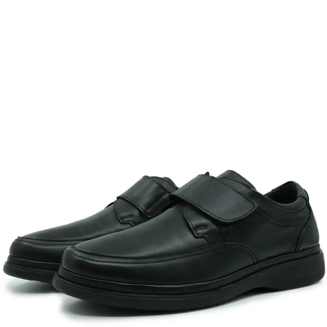 Pantofi ortopedici barbati, Glemis, piele naturala - Cod: f-4.75, Culoare: Negru Box, Talpa: Negru, Numar: 40