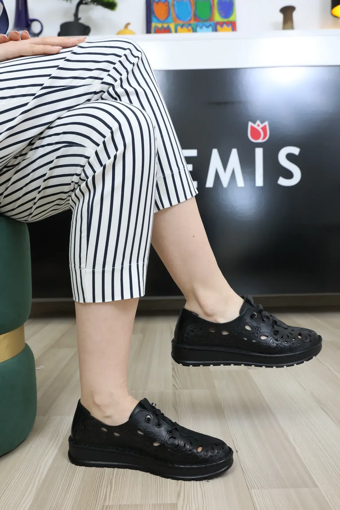 Pantofi dama ortopedici, Glemis, piele naturala - Cod: f-4.69, Culoare: Negru Box, Talpa: Negru, Numar: 40