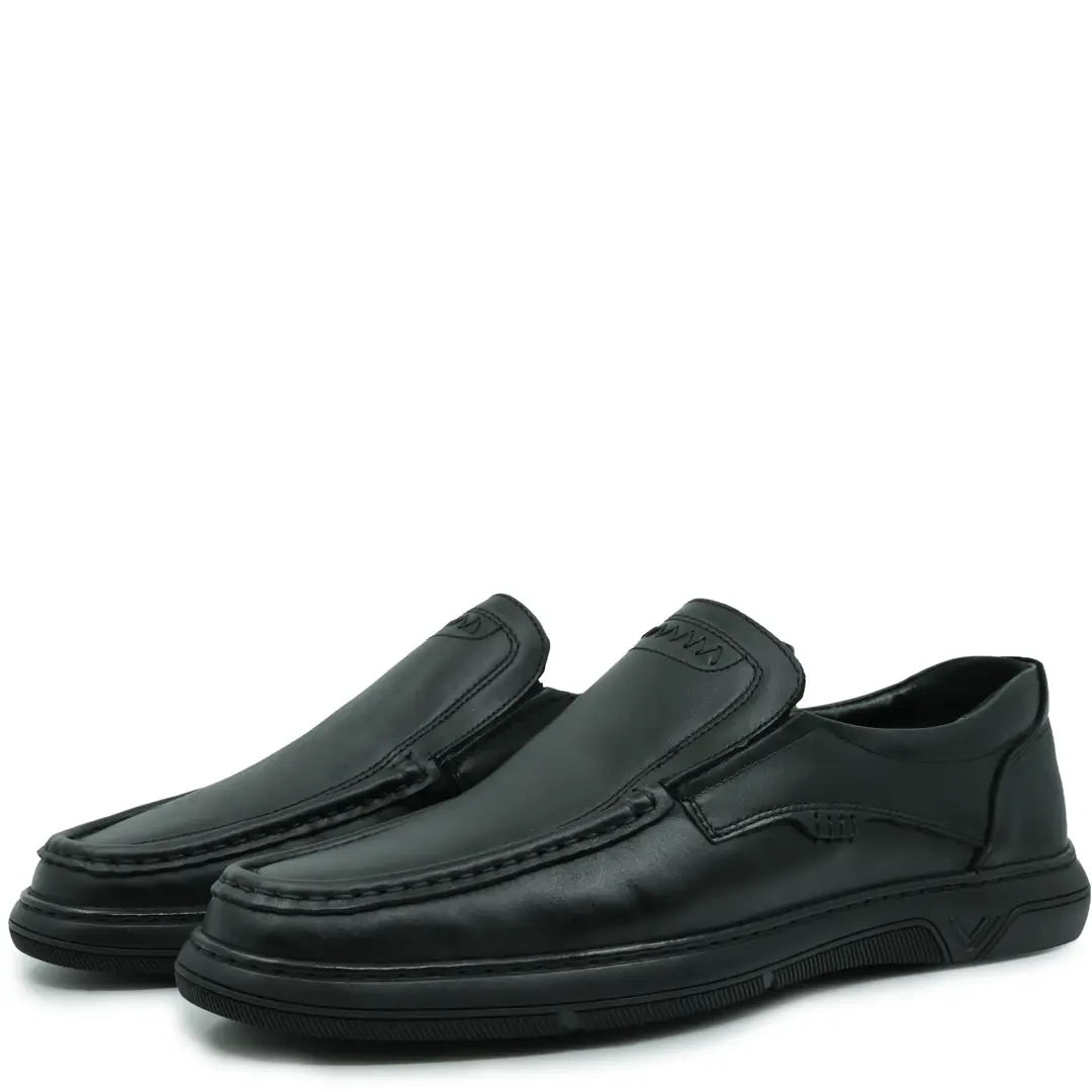 Pantofi ortopedici barbati, Glemis, piele naturala - Cod: f-4.77, Culoare: Negru Box, Talpa: Negru, Numar: 40