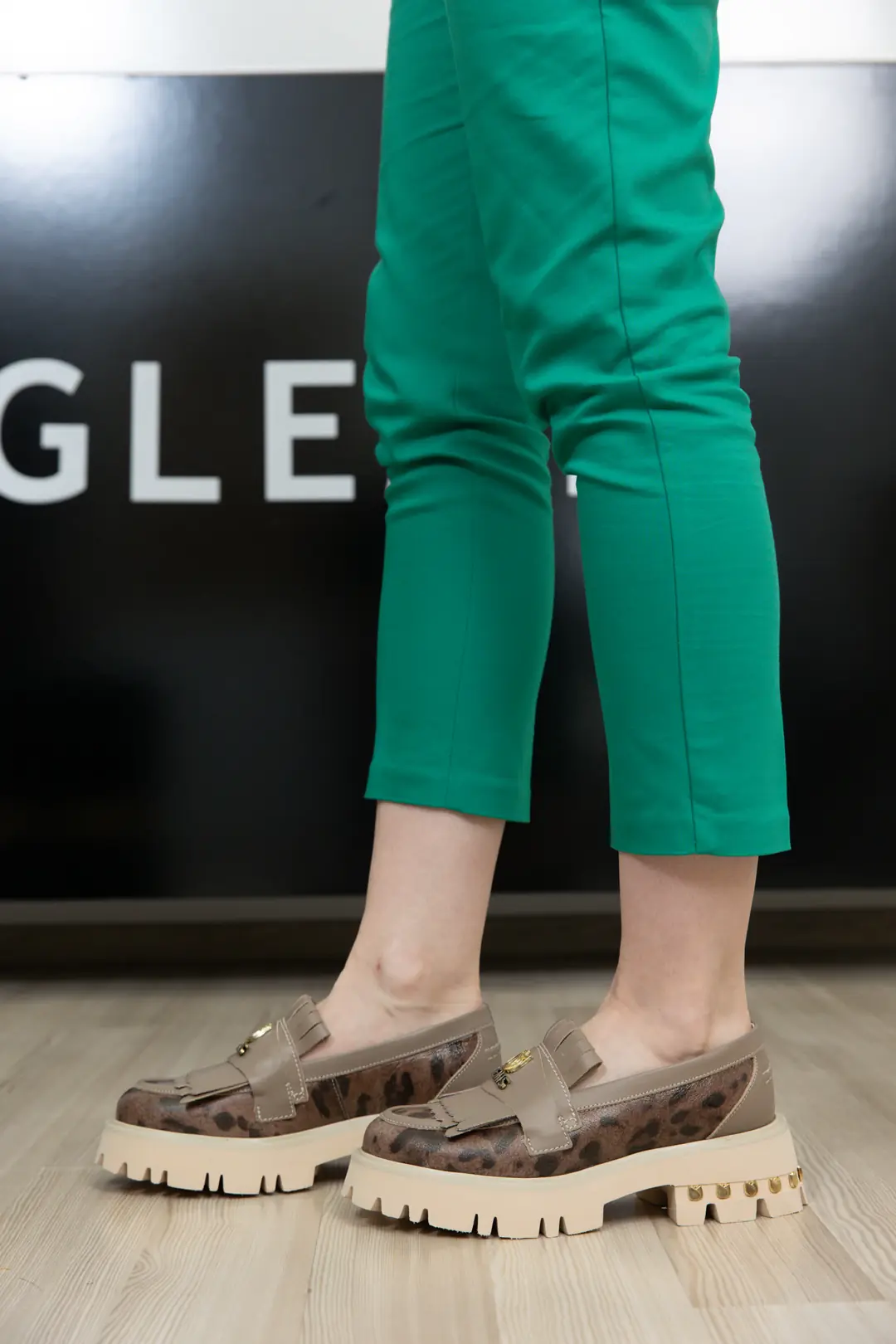 Mocasini dama, Glemis, piele naturala - Cod: f-4.60, Culoare: Leopard Maro, Talpa: Bej, Numar: 40
