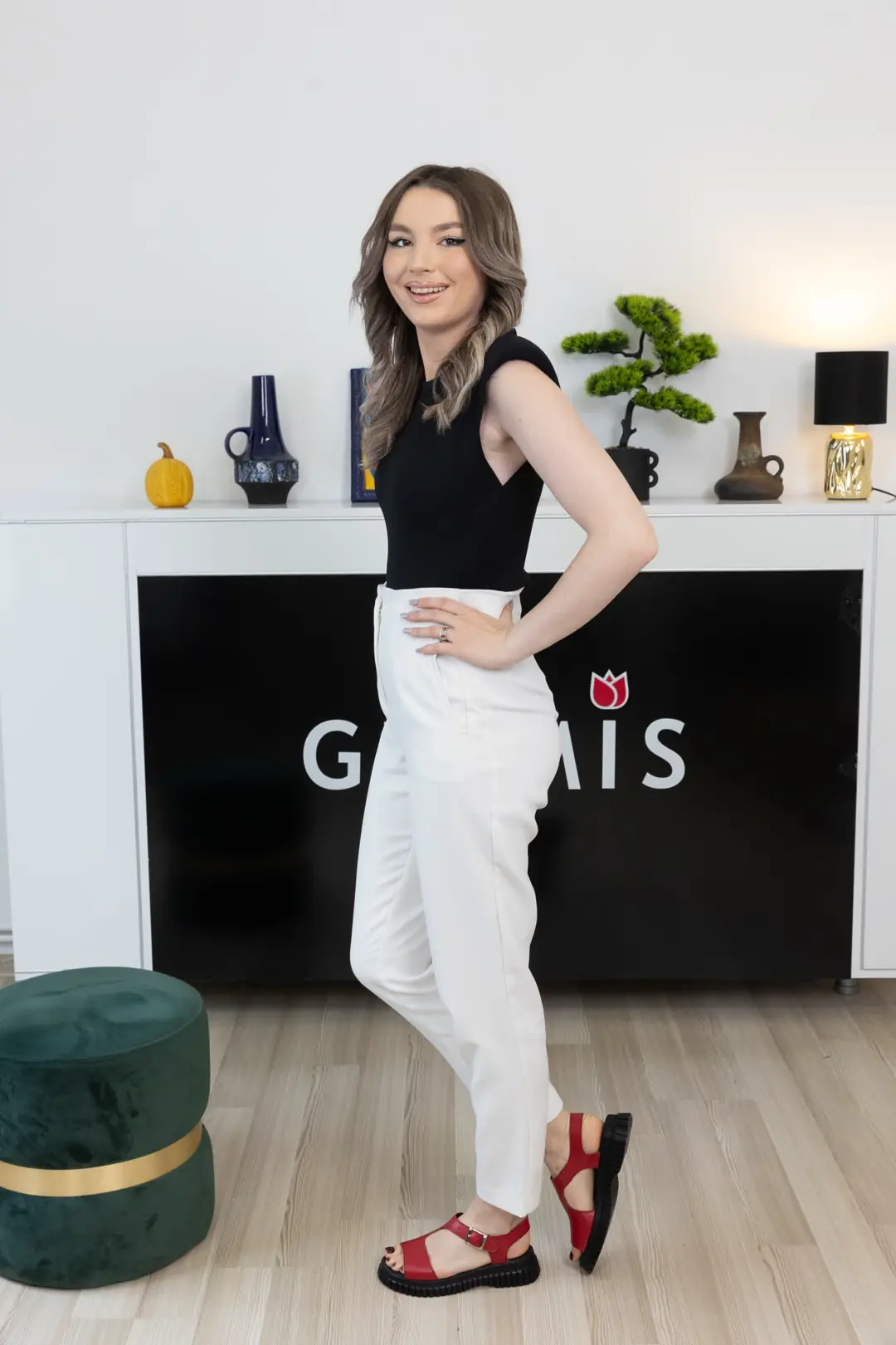 Sandale dama casual, Glemis, piele naturala - Model: f-3.30, Culoare: Rosu Box, Talpa: Negru, Numar: 38