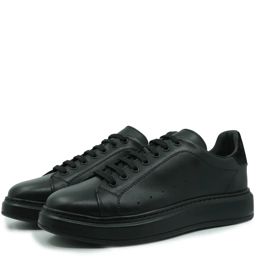 Pantofi sport barbati, Glemis, piele naturala - Cod: f-4.72, Culoare: Negru Box, Talpa: Negru, Numar: 40