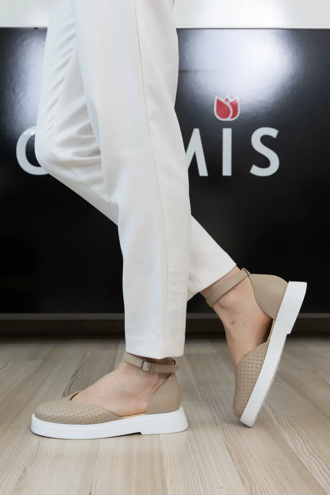 Sandale dama casual, Glemis, piele naturala - Model: f-3.28, Culoare: Taupe Box, Talpa: Alb, Numar: 38
