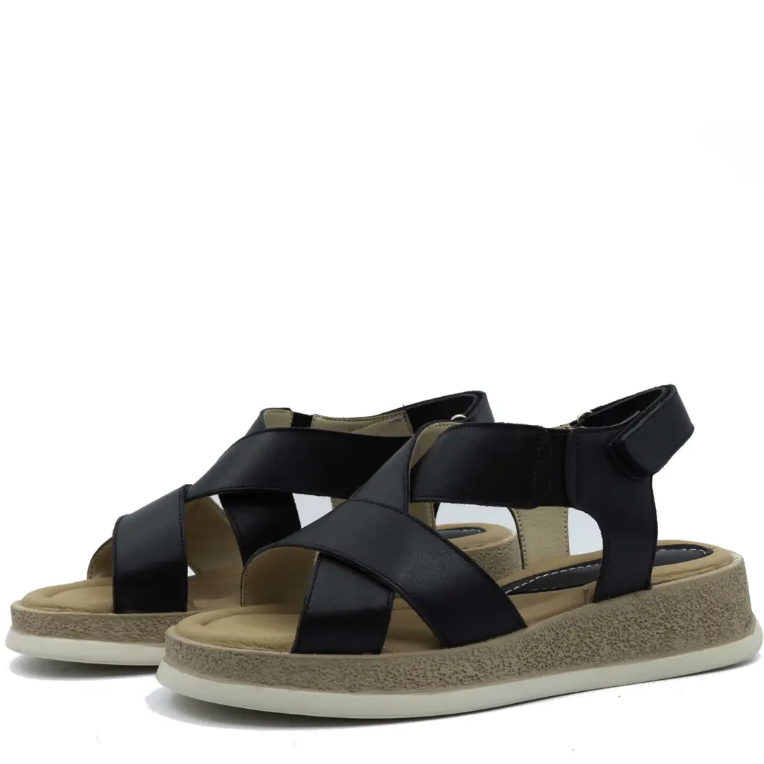 Sandale dama confort, Glemis, piele naturala - Cod: f-4.97, Culoare: Negru Box, Numar: 40