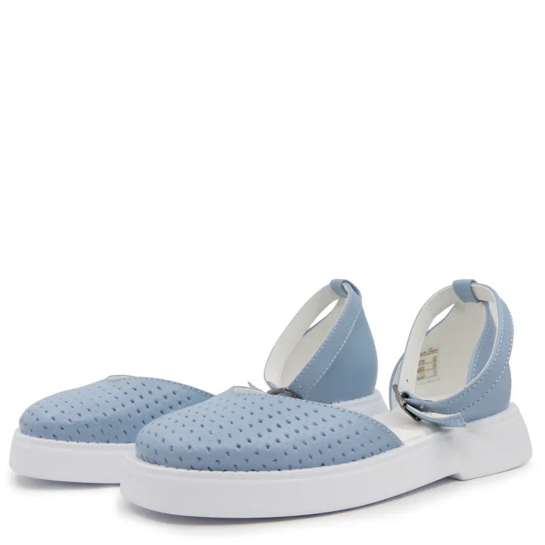 Sandale dama casual, Glemis, piele naturala - Model: f-3.28, Culoare: Albastru Box, Talpa: Alb, Numar: 36