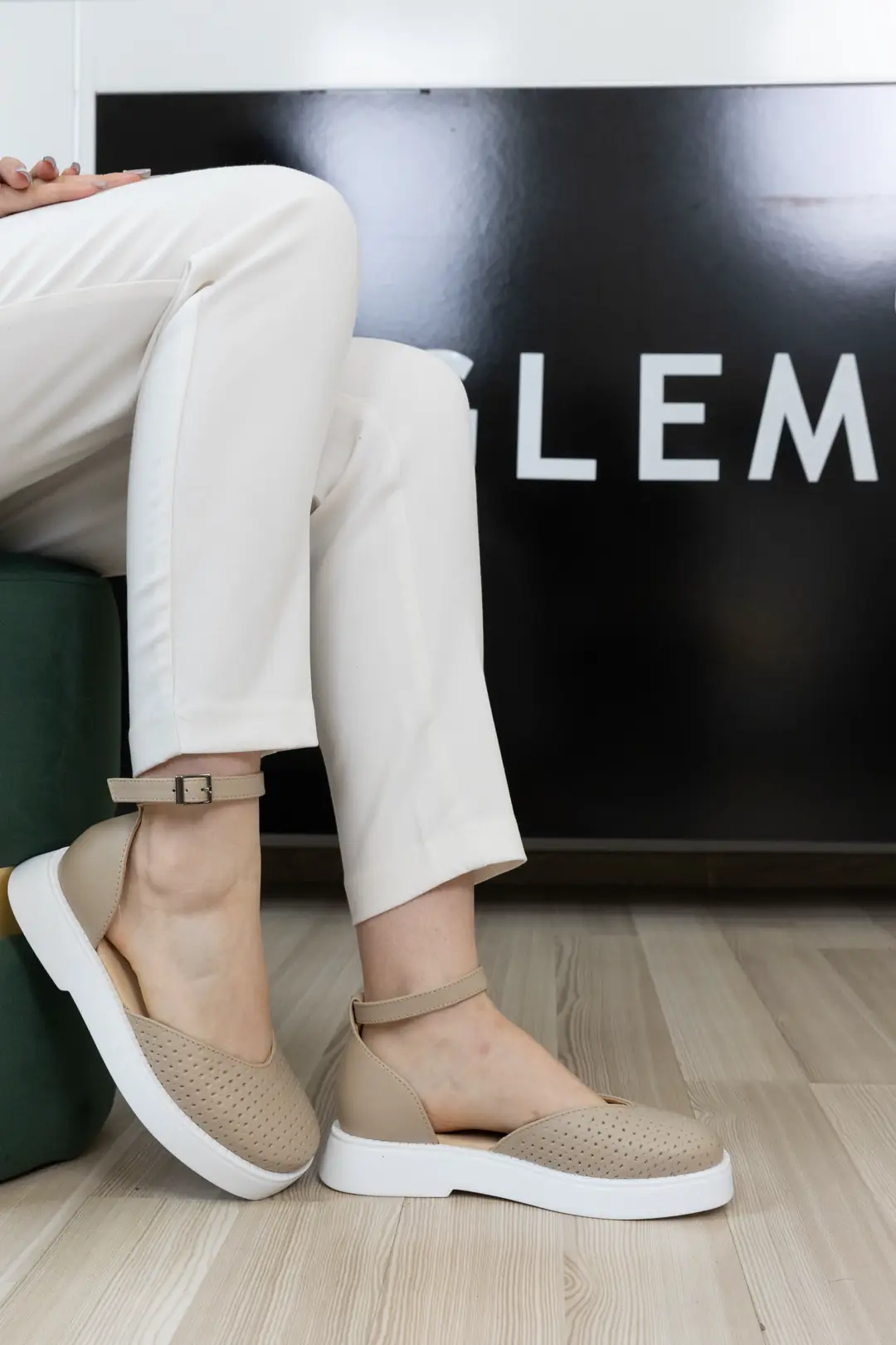 Sandale dama casual, Glemis, piele naturala - Model: f-3.28, Culoare: Taupe Box, Talpa: Alb, Numar: 38