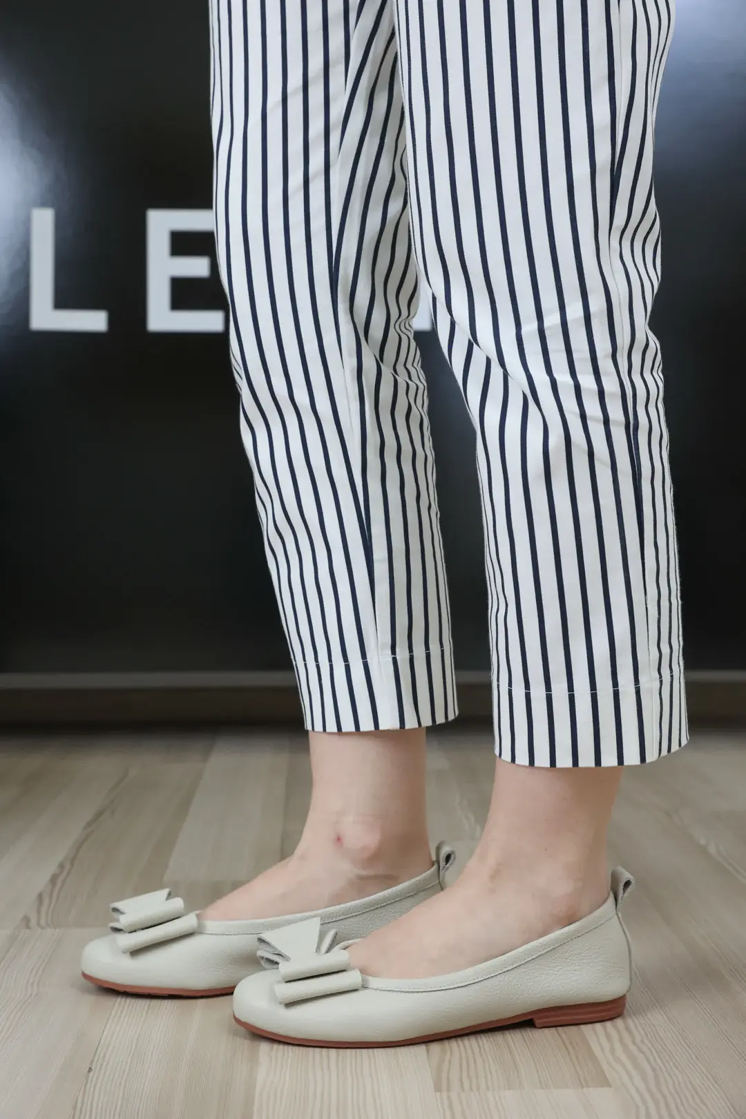 Balerini dama, Glemis, piele naturala - Cod: f-6.7, Culoare: Crem, Talpa: Maro Deschis, Numar: 40