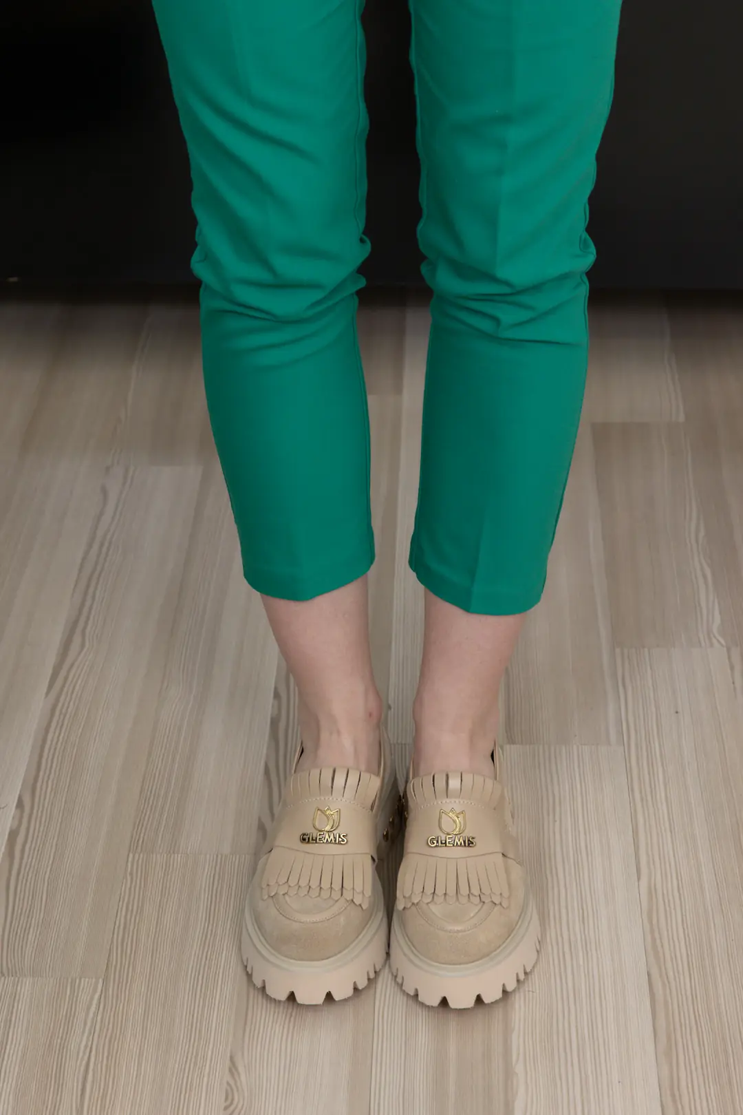 Mocasini dama, Glemis, piele naturala - Cod: f-4.60, Culoare: Bej Box Velur, Talpa: Bej, Numar: 40