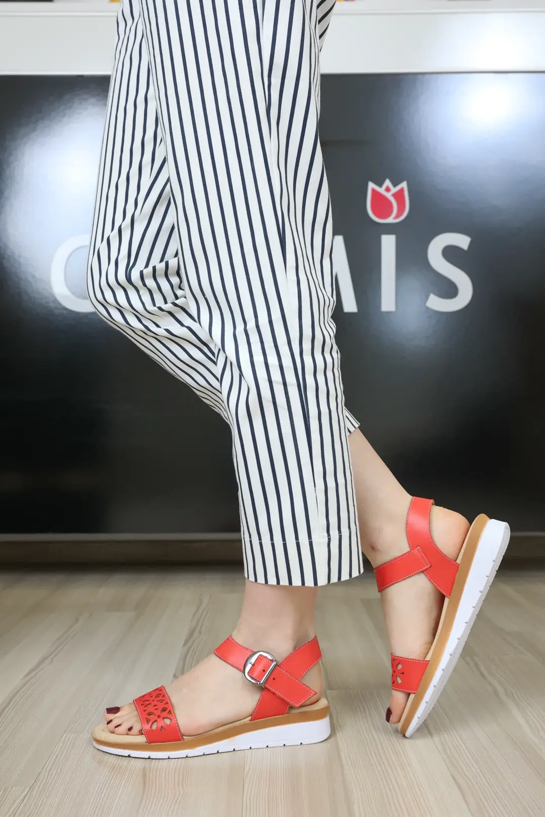 Sandale dama, Glemis, piele naturala - Cod: f-4.64, Culoare: Portocaliu, Talpa: Maro Deschis, Numar: 40