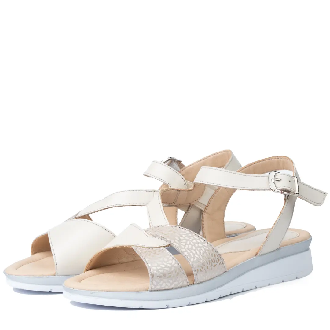 Sandale dama confort, Glemis, piele naturala - Cod: f-4.83, Culoare: Bej, Talpa: Gri, Numar: 40