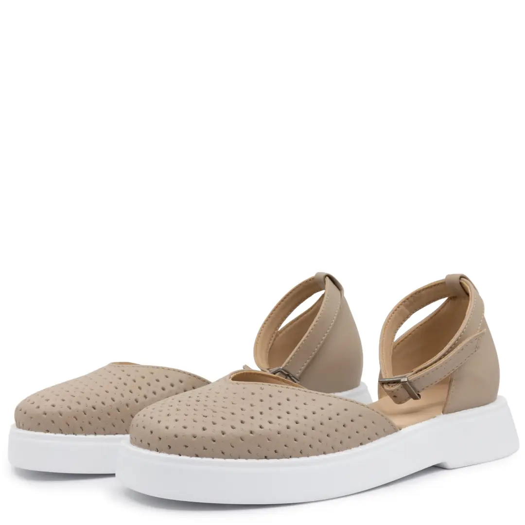 Sandale dama casual, Glemis, piele naturala - Model: f-3.28, Culoare: Taupe Box, Talpa: Alb, Numar: 36