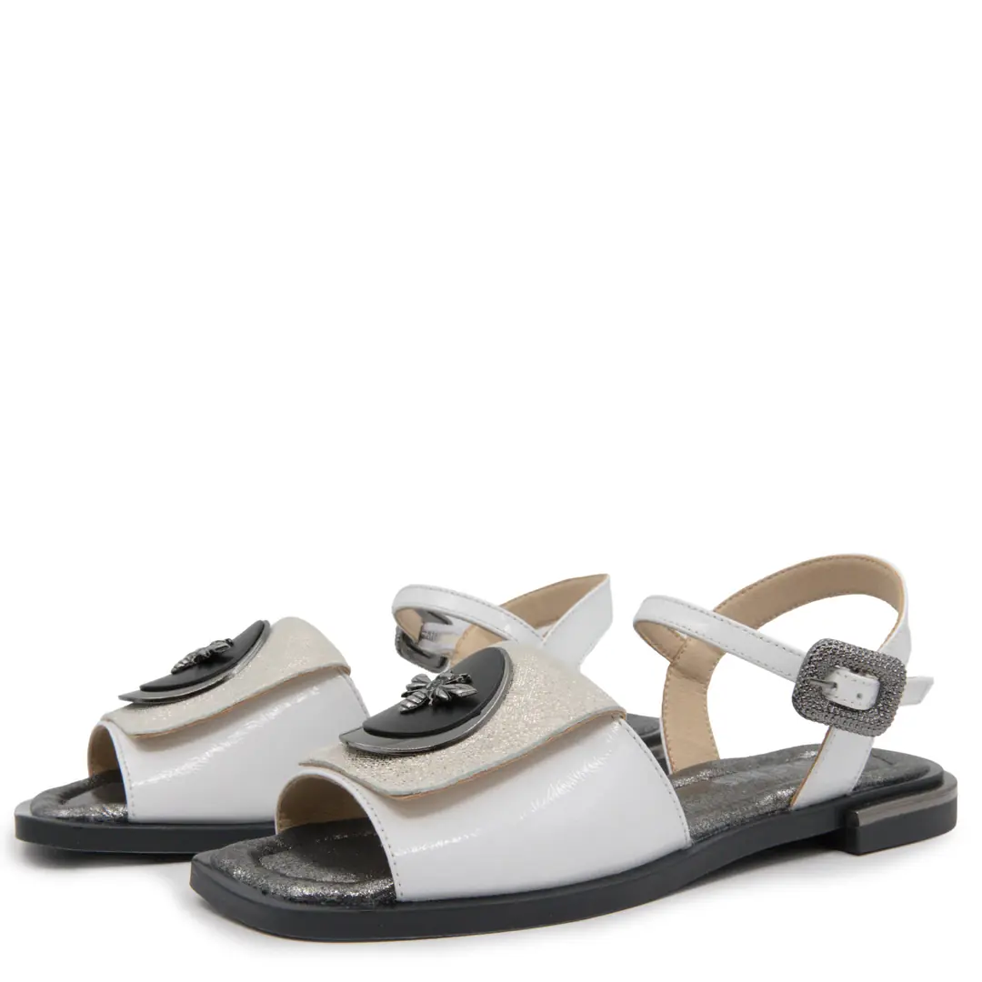 Sandale dama, Glemis, piele naturala - Cod: f-4.95, Culoare: Alb Lac, Numar: 40