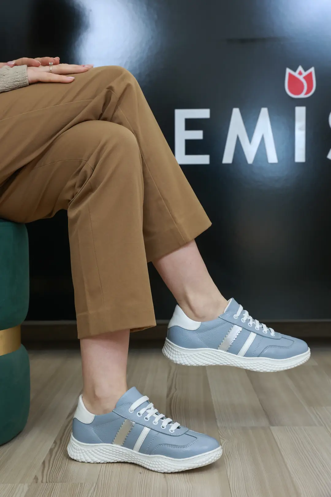 Pantofi sport dama, Glemis, piele naturala - Cod: f-4.30, Culoare: Albastru Bizon, Numar: 40